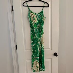 FARM Rio Green and Cream Floral Wrap Maxi Dress